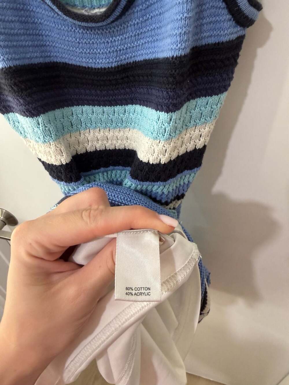 Haute Hippie Style Women's Blue Multi-Color Striped Crochet Knit Sleeveless Body - Picture 10 of 10